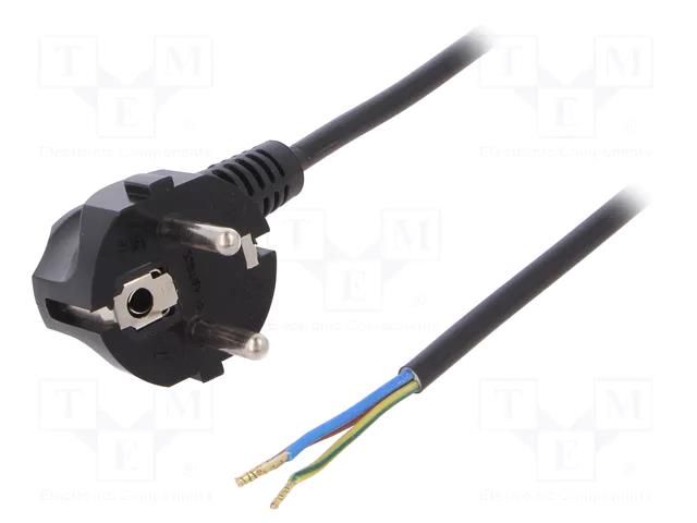 Cable; 3x0.75mm2; CEE 7/7 (E/F) plug angled,wires,SCHUKO plug PLASTROL W-97158