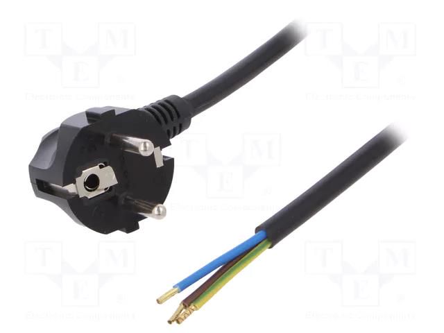 Cable; 3x1.5mm2; CEE 7/7 (E/F) plug angled,wires,SCHUKO plug PLASTROL W-97186