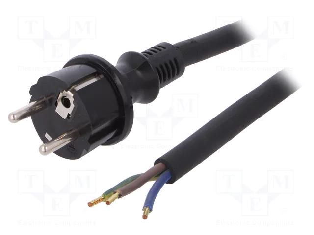 Cable; 3x2.5mm2; CEE 7/7 (E/F) plug,wires,SCHUKO plug; rubber PLASTROL W-97219