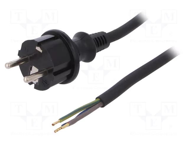 Cable; 3x1.5mm2; CEE 7/7 (E/F) plug,wires,SCHUKO plug; rubber PLASTROL W-97274