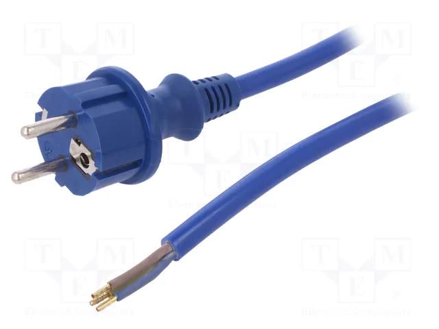 Cable; 3x1.5mm2; CEE 7/7 (E/F) plug,wires,SCHUKO plug; rubber PLASTROL W-98452