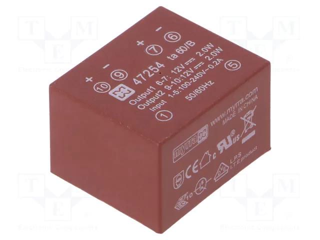 Converter: AC/DC; 4W; Uin: 85÷265VAC,120÷370VDC; Uout: 12VDC; 72% MYRRA MYRRA-47254