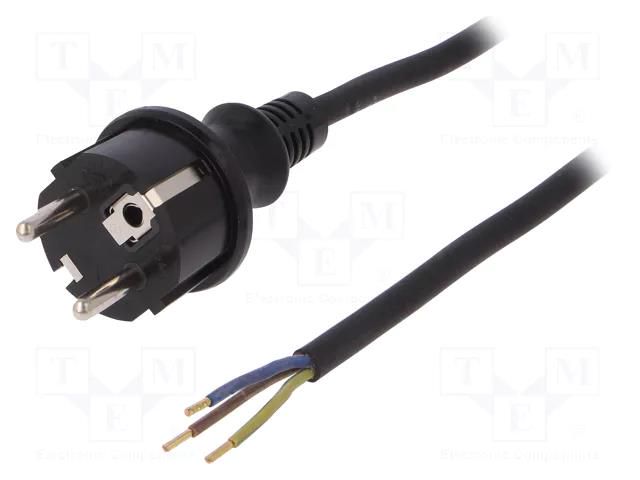 Cable; 3x1mm2; CEE 7/7 (E/F) plug,wires,SCHUKO plug; rubber; 4m PLASTROL W-97267