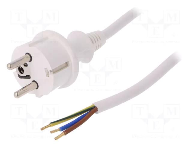 Cable; 3x1.5mm2; CEE 7/7 (E/F) plug,wires,SCHUKO plug; PVC; 5m PLASTROL W-98387