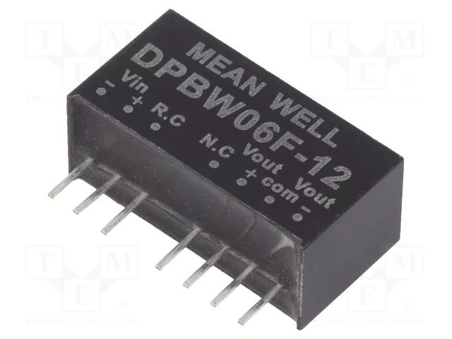 Converter: DC/DC; 6W; Uin: 9÷36VDC; Uout: 12VDC; Uout2: -12VDC; SIP8 MEAN WELL DPBW06F-12