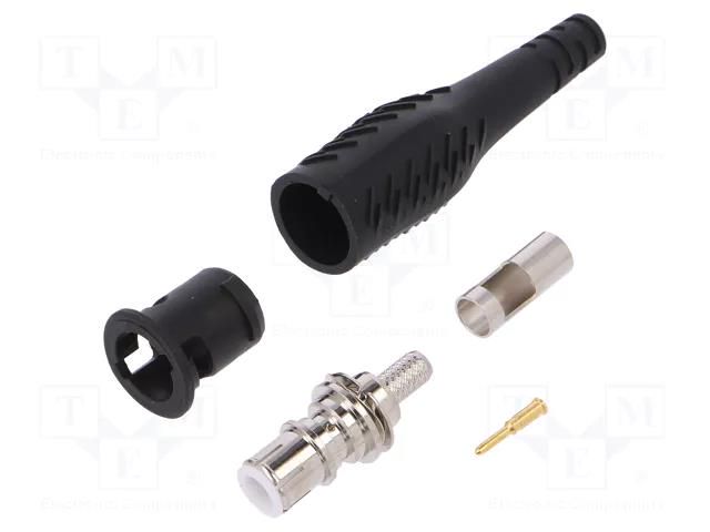 Connector: BNC; black; 3A; 58mm; soldered,crimped; 5÷40°C; BNC male POMONA POM-73104-0