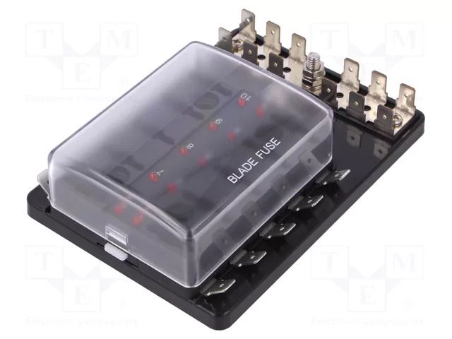 Fuse boxes; 19mm; 30A; screw; Leads: connectors; Body: black; PBT SCI R3-76B-01-3L110