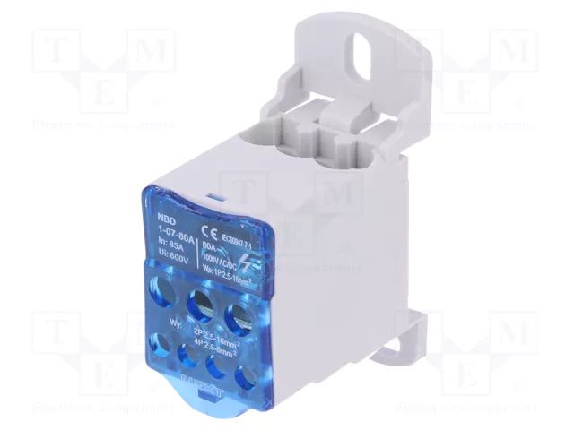 Splice terminal: distribution block; 80A; 1kV; screw terminal POKÓJ NBD1-07-80A