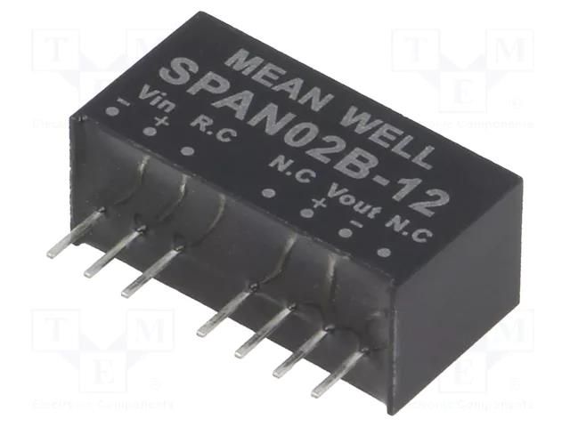 Converter: DC/DC; 2W; Uin: 18÷36VDC; Uout: 12VDC; Iout: 0÷167mA; SIP8 MEAN WELL SPAN02B-12