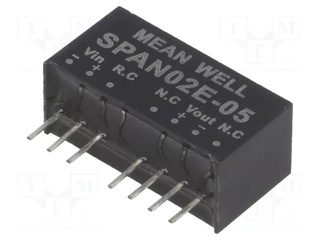 Converter: DC/DC; 2W; Uin: 4.5÷9VDC; Uout: 5VDC; Iout: 0÷400mA; SIP8 MEAN WELL SPAN02E-05