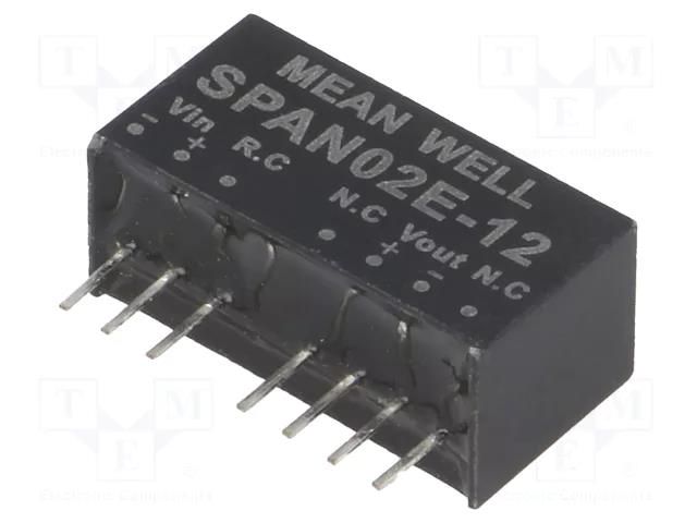 Converter: DC/DC; 2W; Uin: 4.5÷9VDC; Uout: 12VDC; Iout: 0÷167mA; SIP8 MEAN WELL SPAN02E-12