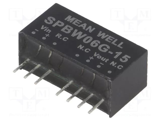 Converter: DC/DC; 6W; Uin: 18÷75VDC; Uout: 15VDC; Iout: 0÷400mA; SIP8 MEAN WELL SPBW06G-15