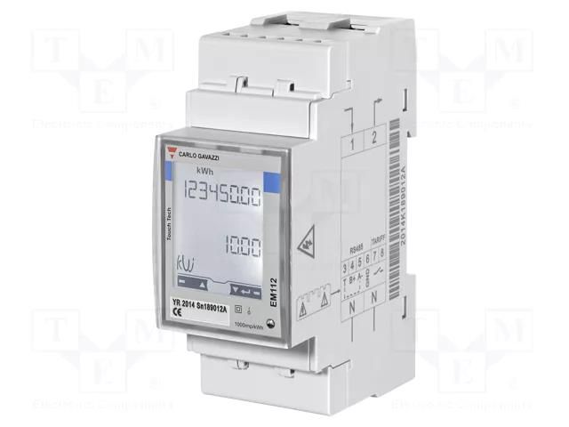 Counter; digital,mounting; for DIN rail mounting; single-phase CARLO GAVAZZI EM112DINAV01XS1X