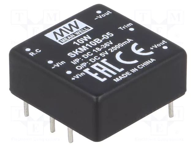 Converter: DC/DC; 10W; Uin: 18÷36VDC; Uout: 5VDC; Iout: 2000mA; THT MEAN WELL SKM10B-05