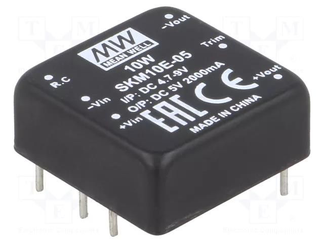 Converter: DC/DC; 10W; Uin: 4.7÷9VDC; Uout: 5VDC; Iout: 2000mA; THT MEAN WELL SKM10E-05