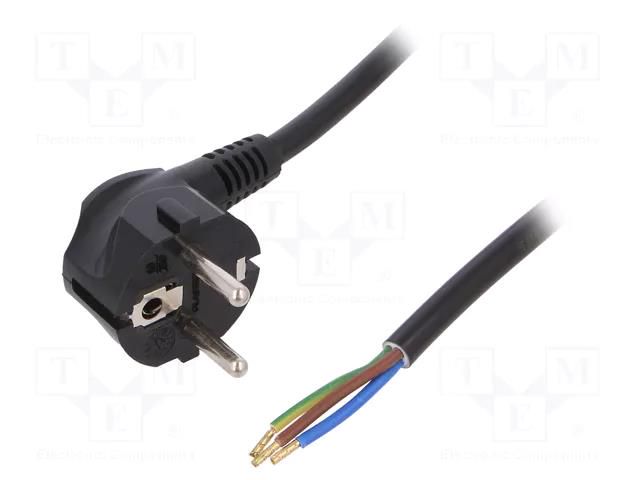 Cable; 3x1.5mm2; CEE 7/7 (E/F) plug angled,wires,SCHUKO plug PLASTROL W-98206