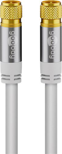 Satellite Antenna Cable (135 dB), 4x Shielded, 1 m, white - gold-plated, F plug > F plug 70598