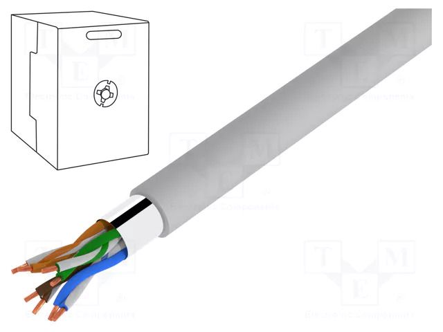 Wire; F/UTP; 4x2x26AWG; 5e; stranded; Cu; Insulation: PVC; grey; 100m GOOBAY F/UTP5E-FCU-100