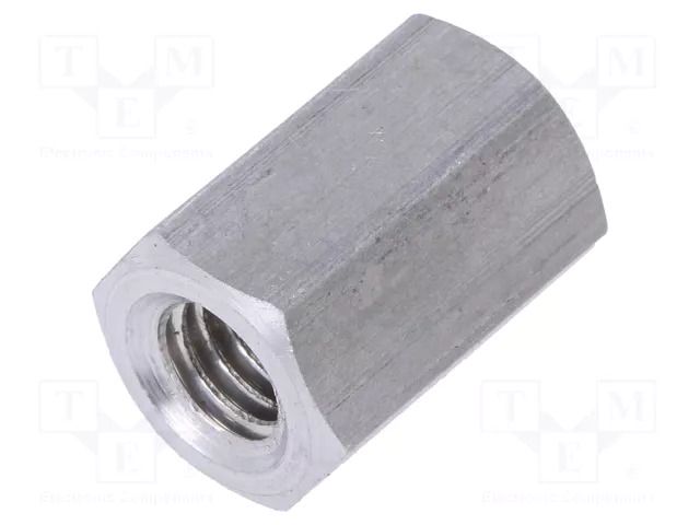 Screwed spacer sleeve; 15mm; Int.thread: M6; hexagonal; aluminium DREMEC TFF-M6X15/DR139