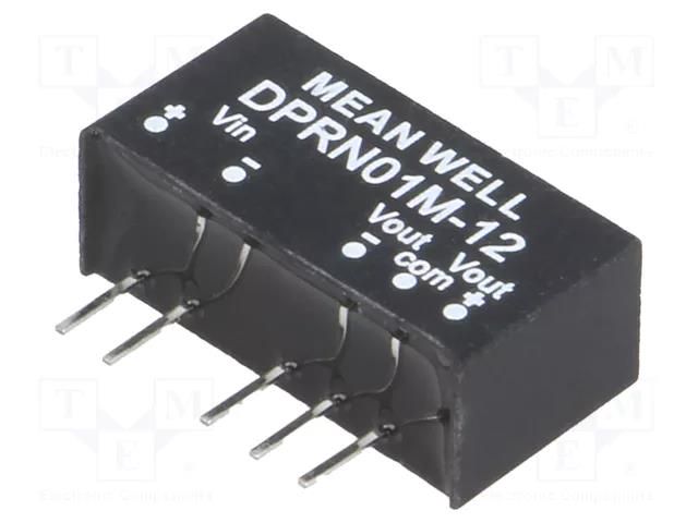 Converter: DC/DC; 1W; Uin: 11.4÷13.2VDC; Uout: 12VDC; Uout2: -12VDC MEAN WELL DPRN01M-12