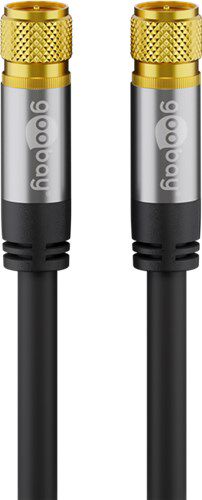 Satellite Antenna Cable (135 dB), 4x Shielded, 1 m, black - gold-plated, F plug > F plug 70661