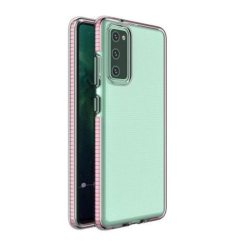 Spring Case clear TPU gel protective cover with colorful frame for Samsung Galaxy A72 4G light pink, Hurtel 5907769325373 5907769325373