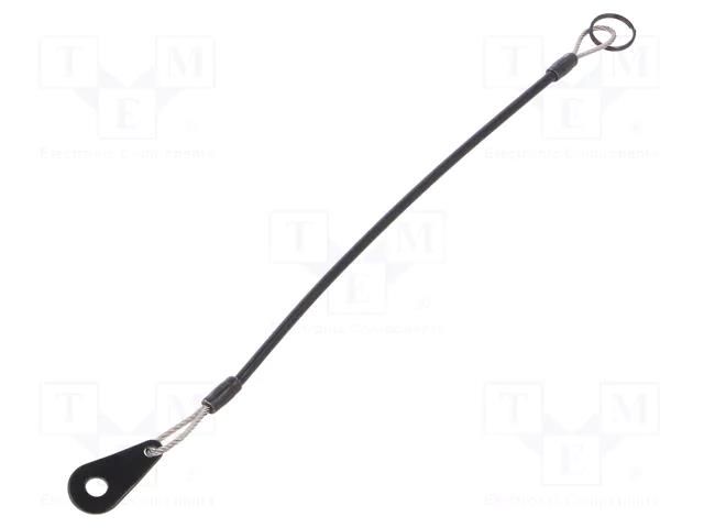 Retaining cable; with mounting tab and key ring; Plating: PVC ELESA+GANTER GN111.2-200-14B-SW