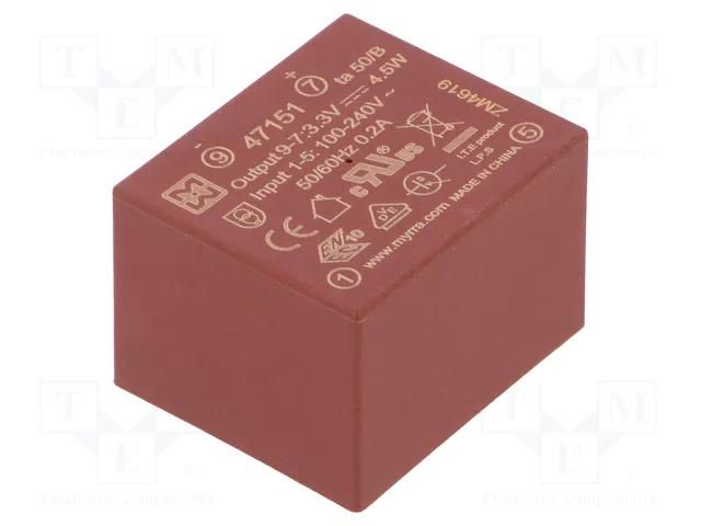 Converter: AC/DC; 4.5W; Uin: 85÷265VAC,120÷370VDC; Uout: 3.3VDC MYRRA MYRRA-47151