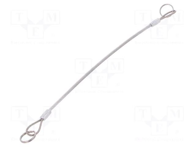 Retaining cable; with 2 key rings; Plating: PVC; stainless steel ELESA+GANTER GN111.2-320-18A-TR