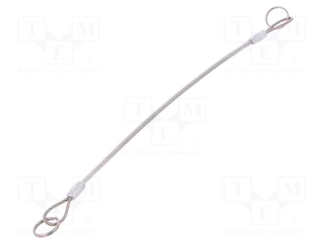 Retaining cable; with 2 key rings; Plating: PVC; stainless steel ELESA+GANTER GN111.2-200-14A-TR