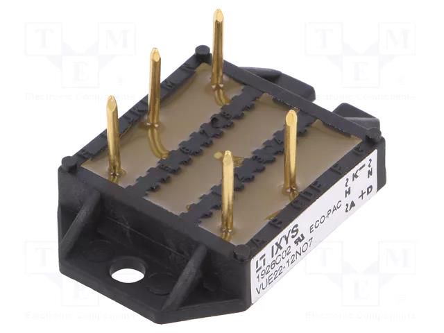 Bridge rectifier: three-phase; Urmax: 1.2kV; If: 24A; Ifsm: 40A; THT IXYS VUE22-12NO7