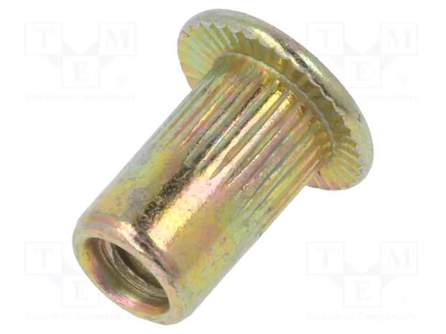 Rivet nuts; M3; steel; Ømount.hole: 4.9mm; L: 9mm; Head: flat; 20pcs. YATO YT-36470