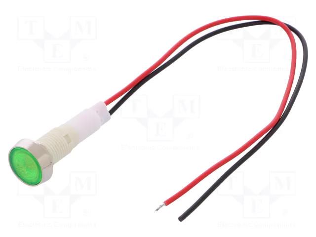 Indicator: LED; flat; green; 110VDC; 110VAC; Ø10mm; leads 200mm NINIGI IND10P-110G-W