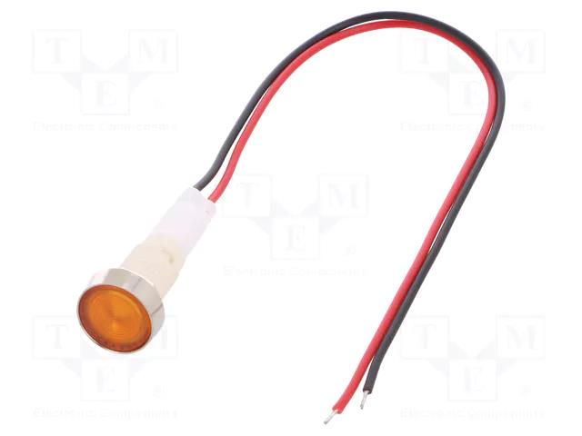 Indicator: LED; flat; yellow; 110VDC; 110VAC; Ø10mm; cables; 200mm NINIGI IND10P-110Y-W