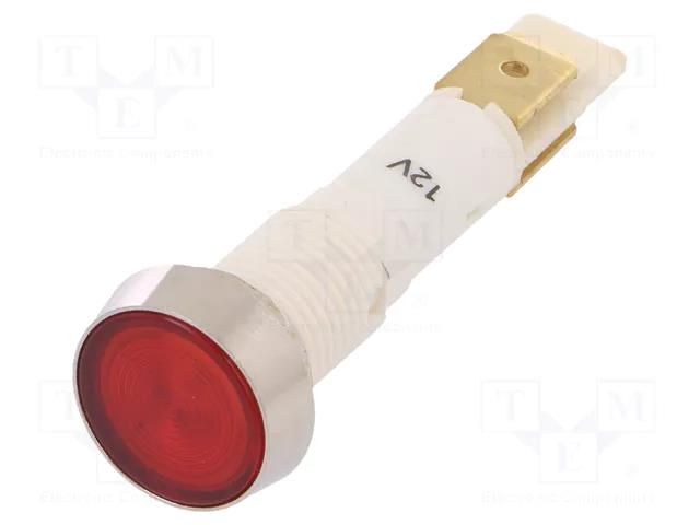 Indicator: LED; flat; red; 12VDC; 12VAC; Ø10mm; connectors; plastic NINIGI IND10P-12R-C
