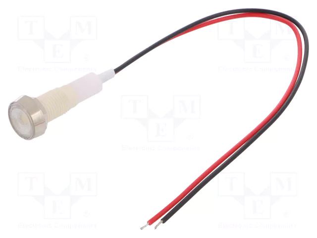 Indicator: LED; flat; white; 230VDC; 230VAC; Ø10mm; cables; 200mm NINIGI IND10P-230W-W