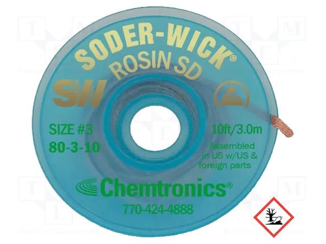 Tape: desoldering; halide-free,rosin,ROL0; W: 2mm; L: 3m; ESD CHEMTRONICS CH-SW80-3-10