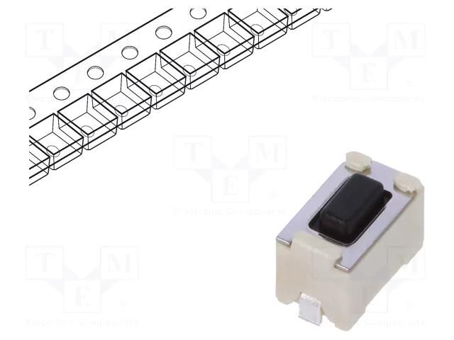 Microswitch TACT; SPST; Pos: 2; 0.05A/12VDC; SMT; 1.6N; 6x3.5x3.5mm ALPS SKQMASE010