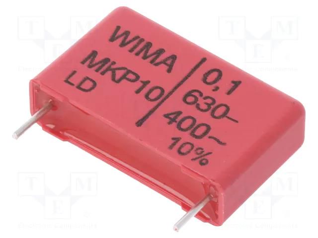 Capacitor: polypropylene; 100nF; 630VDC; 400VAC; 26.5x6x15mm; THT WIMA MKP10-100N/630/10