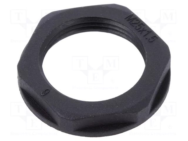 Nut; M25; polyamide; UL94V-2; black; Thread: metric; Pitch: 1.5 TECHNO 6000212CC