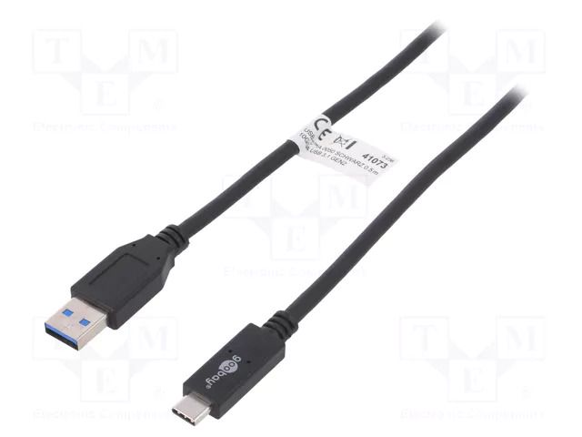 Cable; USB 3.1; USB A plug,USB C plug; 0.5m; black; 10Gbps GOOBAY USB.C-A/G2-0.5BK