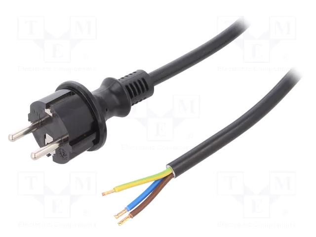 Cable; 3x2.5mm2; CEE 7/7 (E/F) plug,wires,SCHUKO plug; PVC; 5m PLASTROL W-98397