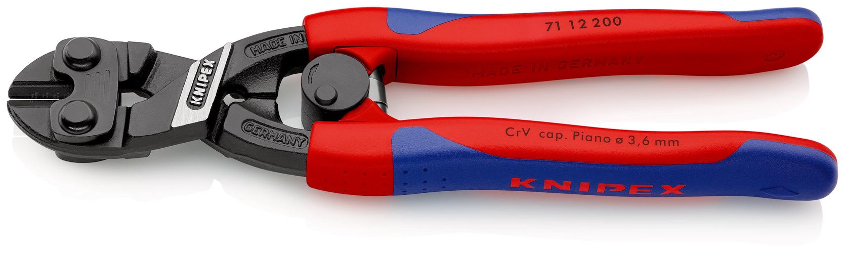 KNIPEX 71 12 200 CoBolt® Compact Bolt Cutter with slim multi-component grips black atramentized 200 mm 71 12 200 4003773066859