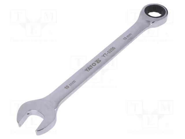 Wrench; combination spanner,with ratchet; 19mm YATO YT-0200