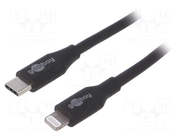 Cable; USB 2.0; Apple Lightning plug,USB C plug; 2m; black; 87W Goobay USBC-LIGHT-2.0BK