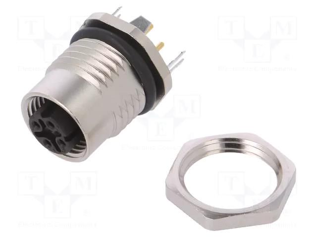 Connector: M12; socket; PIN: 4; female; D code-Ethernet; THT; IP67 TELEGÄRTNER J80020A0221