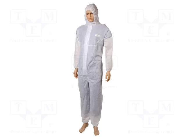 Protective coverall; Size: L; white; DT215; with a hood DELTA PLUS DEL-DT215GT