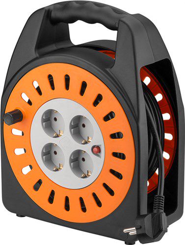 Cable Reel 25 m, orange-black - Cable drum is handy and suitable for indoor use 71355