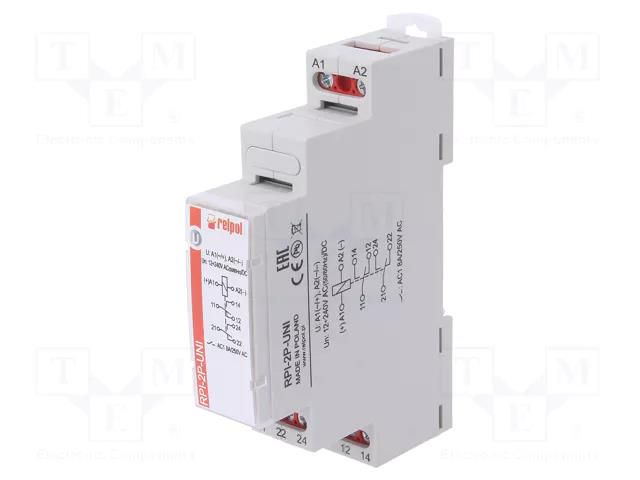 Relay: installation; monostable; DPDT; 8A; Uswitch: max.300VAC RELPOL RPI-2P-UNI