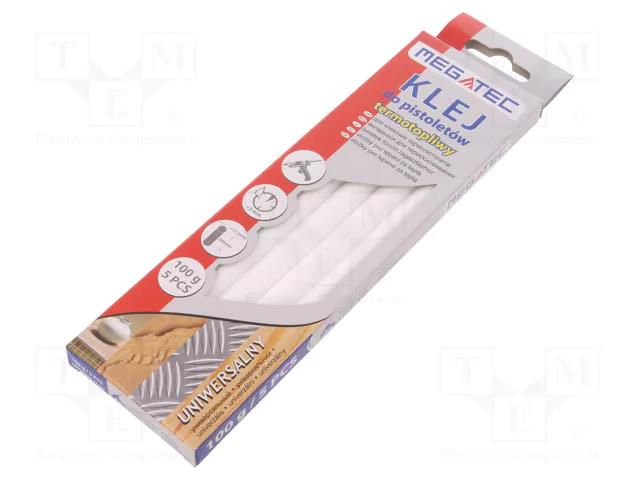 Hot melt glue; Ø: 11mm; white; L: 200mm; Bonding: 15÷20s; 5pcs. MEGATEC MEG-BN1021C-UN-BIA